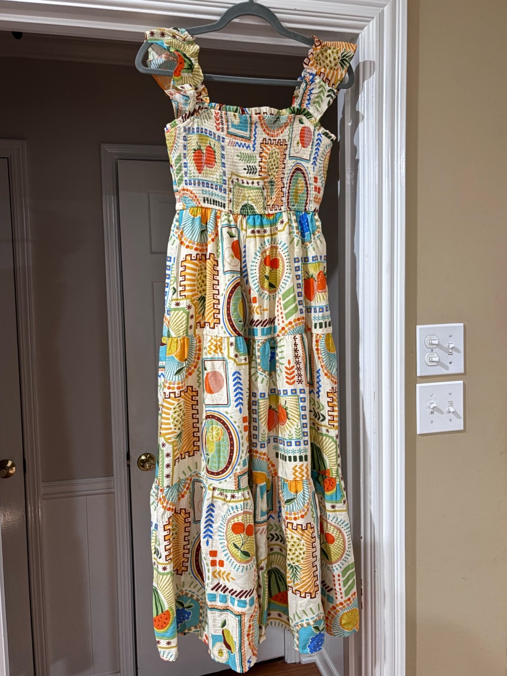 Sleeveless Printed Tiered Summer Dress in Multi-Color